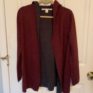 Max Studio Long Sleeve Red Cardigan with Hood